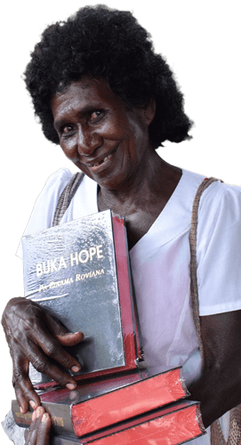 Roviana woman holding her Buka Hope